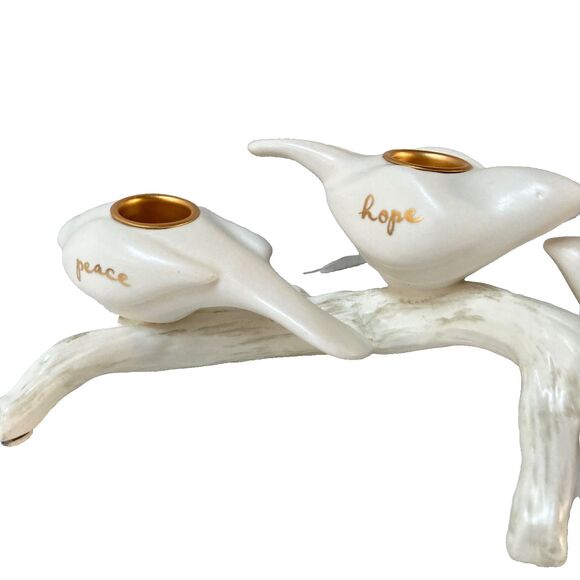 HALLMARK 2008 Peace Hope Joy Love White Doves Perched on a Branch Candle Holder - Picture 5 of 11